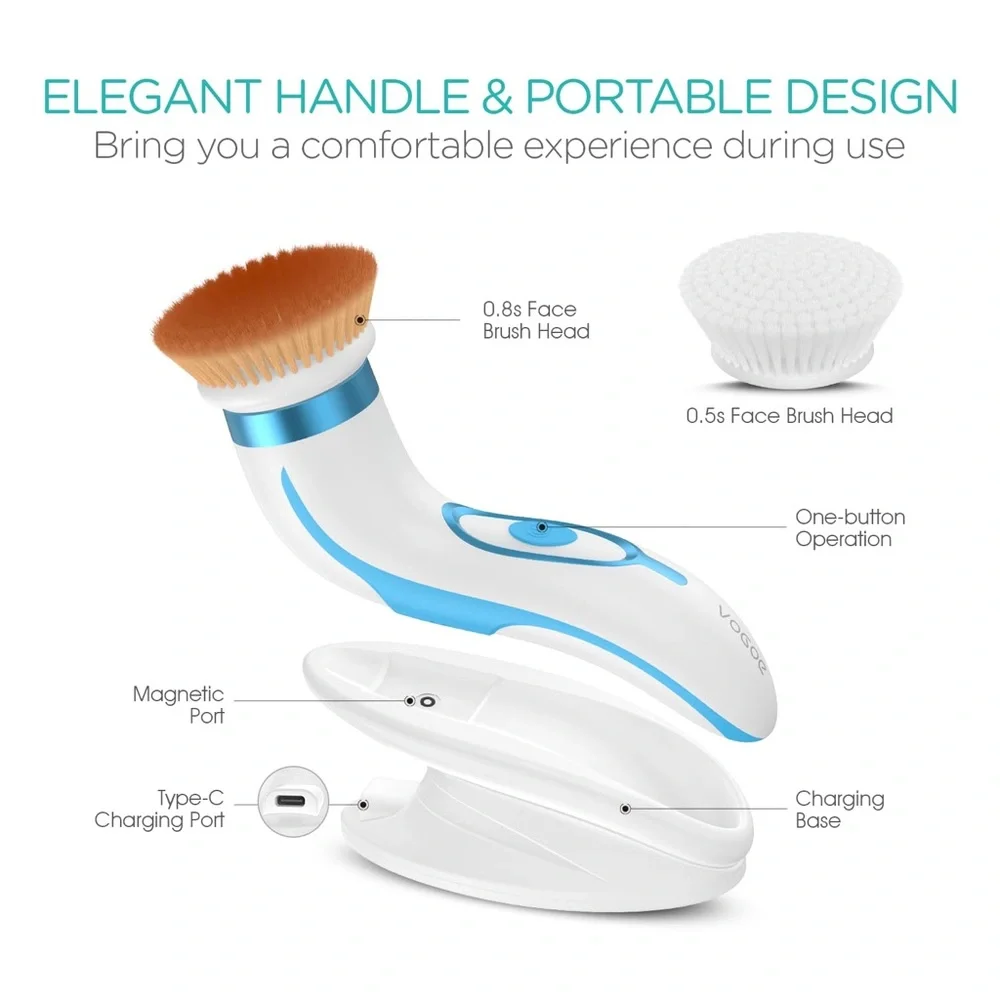 Facial Cleansing Brush-Spin Face Scrubber Exfoliator Rechargeable, 2-Speeds